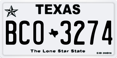 TX license plate BCO3274