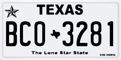 TX license plate BCO3281