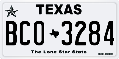TX license plate BCO3284