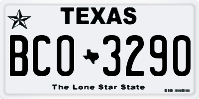 TX license plate BCO3290