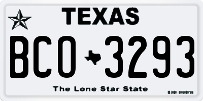 TX license plate BCO3293