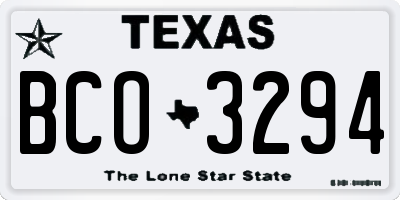 TX license plate BCO3294