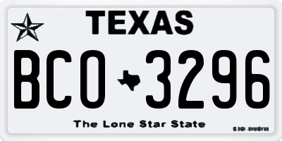 TX license plate BCO3296