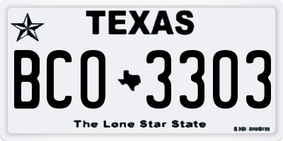 TX license plate BCO3303