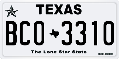 TX license plate BCO3310