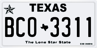 TX license plate BCO3311