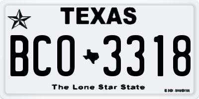 TX license plate BCO3318