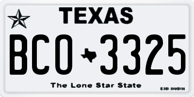 TX license plate BCO3325