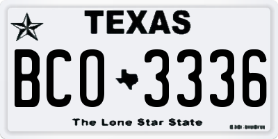 TX license plate BCO3336
