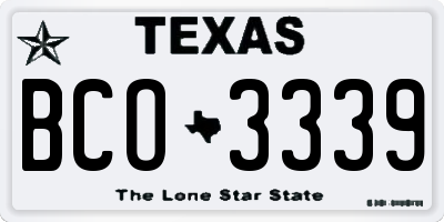 TX license plate BCO3339