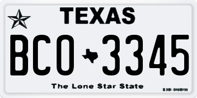 TX license plate BCO3345