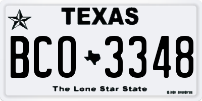 TX license plate BCO3348