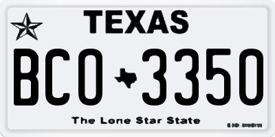 TX license plate BCO3350