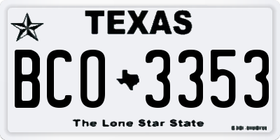 TX license plate BCO3353