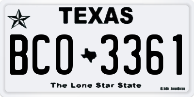 TX license plate BCO3361