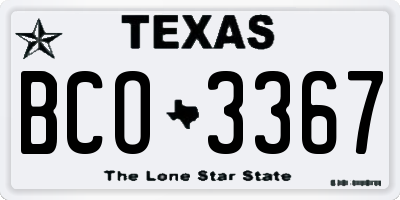 TX license plate BCO3367