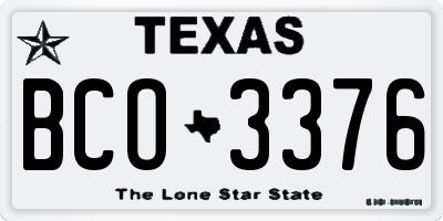 TX license plate BCO3376