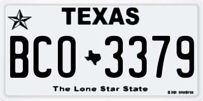 TX license plate BCO3379