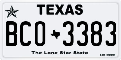 TX license plate BCO3383