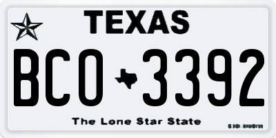 TX license plate BCO3392