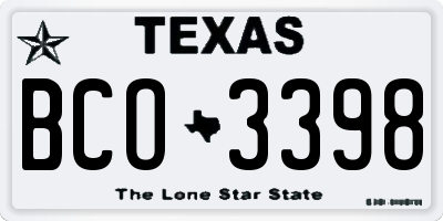 TX license plate BCO3398