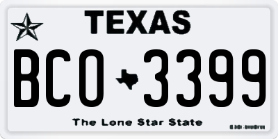 TX license plate BCO3399