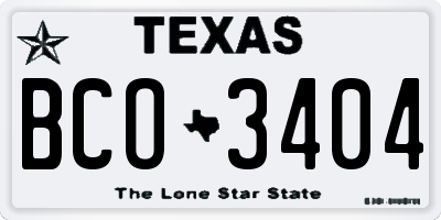 TX license plate BCO3404
