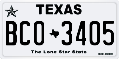 TX license plate BCO3405