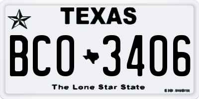 TX license plate BCO3406