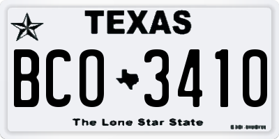 TX license plate BCO3410