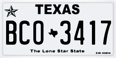 TX license plate BCO3417