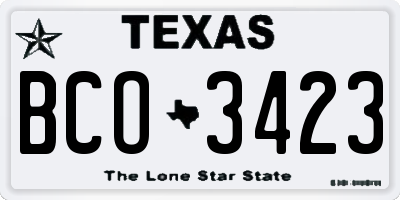 TX license plate BCO3423