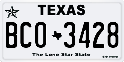 TX license plate BCO3428