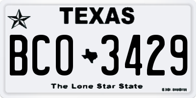 TX license plate BCO3429