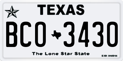 TX license plate BCO3430