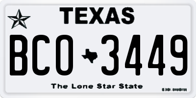 TX license plate BCO3449