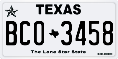 TX license plate BCO3458