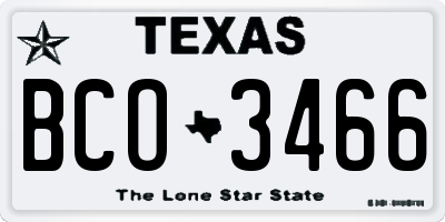 TX license plate BCO3466