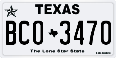 TX license plate BCO3470