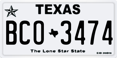 TX license plate BCO3474