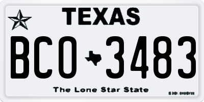 TX license plate BCO3483