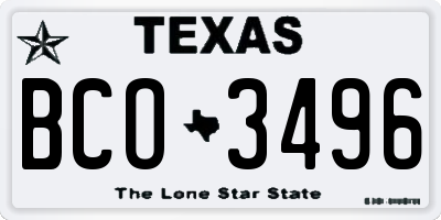 TX license plate BCO3496