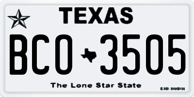 TX license plate BCO3505