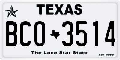 TX license plate BCO3514