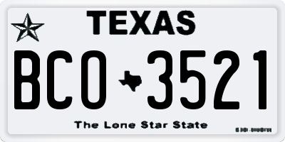 TX license plate BCO3521