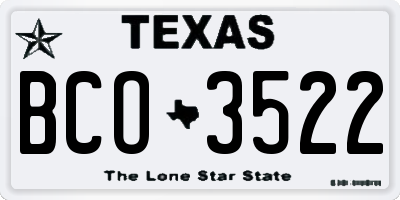 TX license plate BCO3522