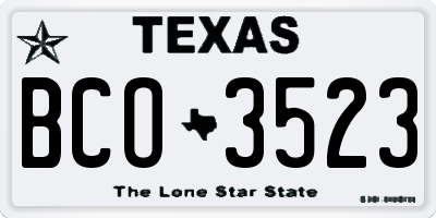 TX license plate BCO3523