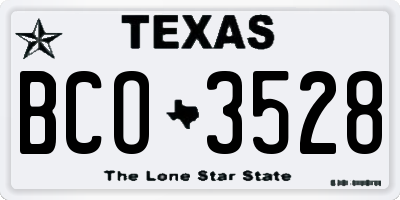 TX license plate BCO3528
