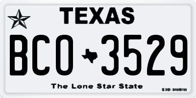 TX license plate BCO3529