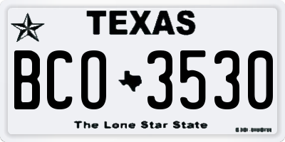 TX license plate BCO3530
